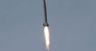 Hatf-5 (Ghauri) ballistic missile having a capability of carrying both conventional and nuclear warheads.
