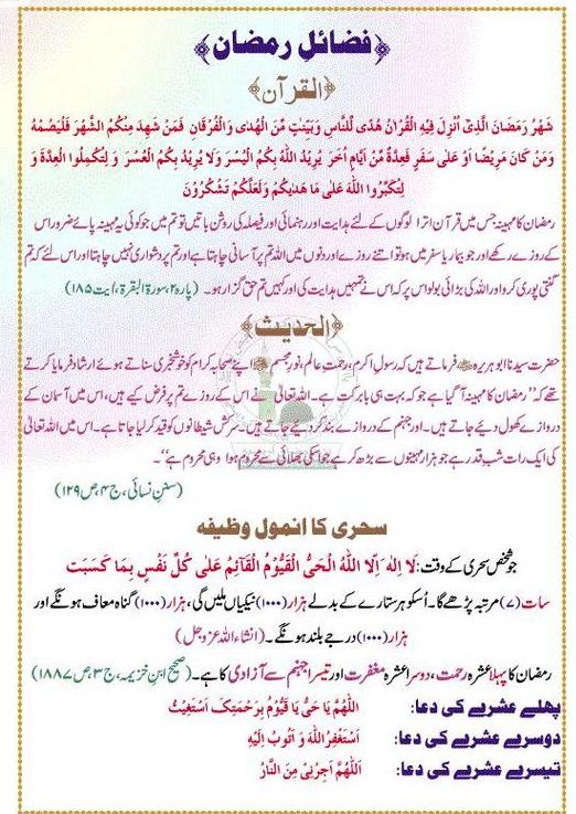 Ramadan karim fazail in Quran and hadith