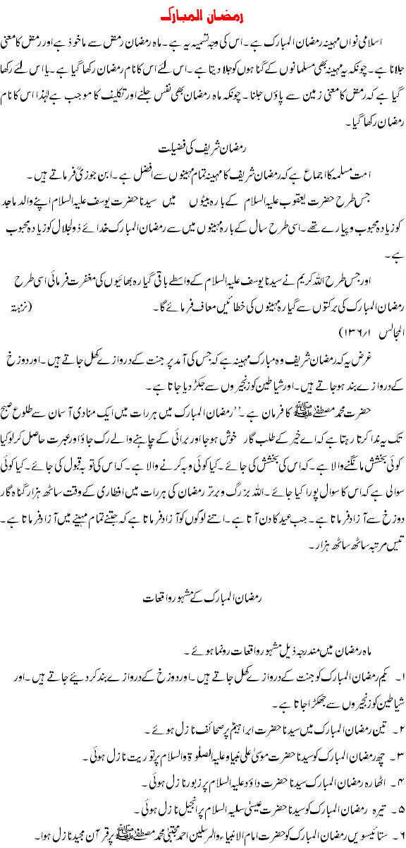 Mah-e-Ramadan Importance and Roza Ehmiyat in Urdu