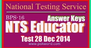 SSE answer key NTS test 28 Dec