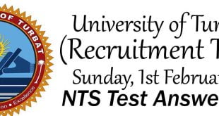 Turbat University Balochistan NTS test result