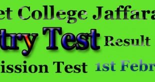 Jaffarabad Cadet College admission entry test result