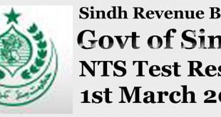 Sindh Revenue Board NTS test online result