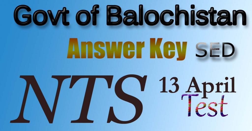 Govt of Balochistan answer key 13 April
