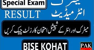 kohat board special exam result