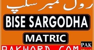sargodha board roll number slip matric