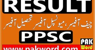 ppsc written test result chief officer