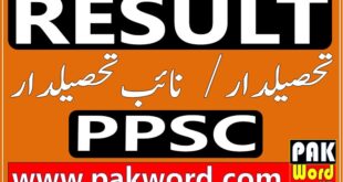 ppsc written test result tehsildar