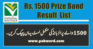 Rs 1500 Prize Bond Draw full List online Search