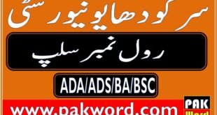university of sargodha roll no slip annual exam