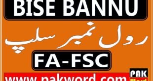 bise bannu fa fsc roll number slip
