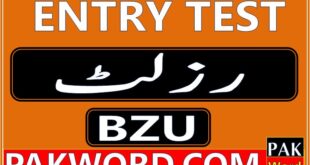 bzu multan entry test result