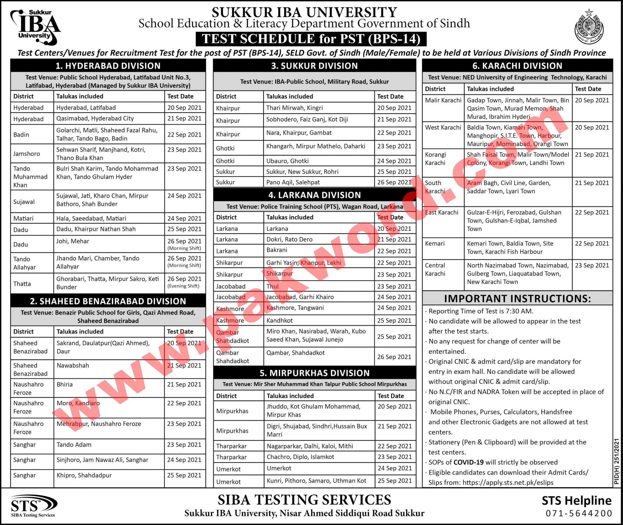 Sindh Announces PST 2021 Test Schedule 