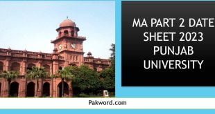 ma urdu part 2 date sheet punjab university