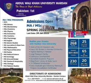 abdul wali khan university ma msc admission