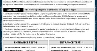 online apply etea entry test for admission of bsc engineering programs