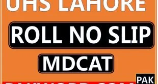 uhs lahore roll no slip mdcat test