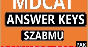 szabmu answer keys of mdcat test