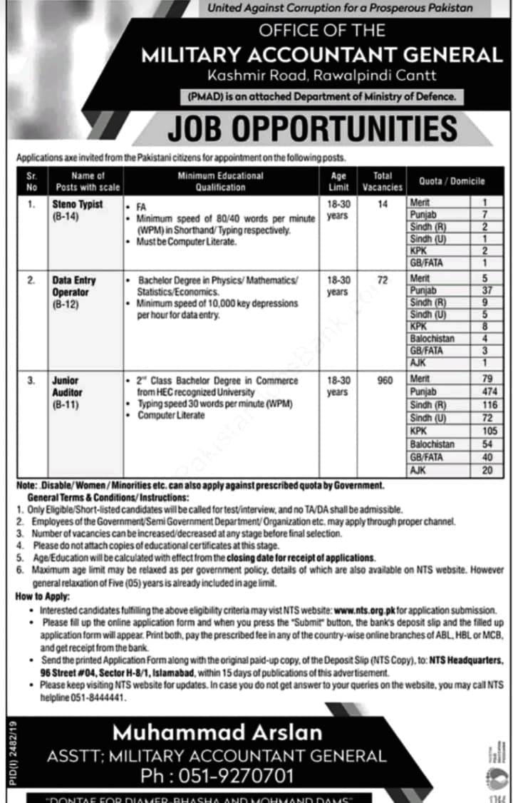 junior auditor jobs in military accountant general department