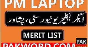 Agriculture University Peshawar PM Laptop Merit list
