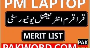 karakoram university pm laptop merit list