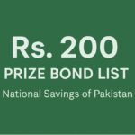 Rs. 200 Prize Bond List by National Savings of Pakistan