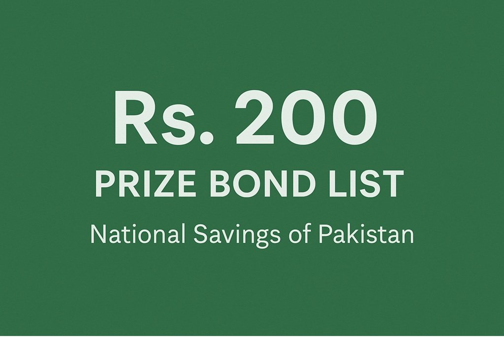 Rs. 200 Prize Bond List by National Savings of Pakistan