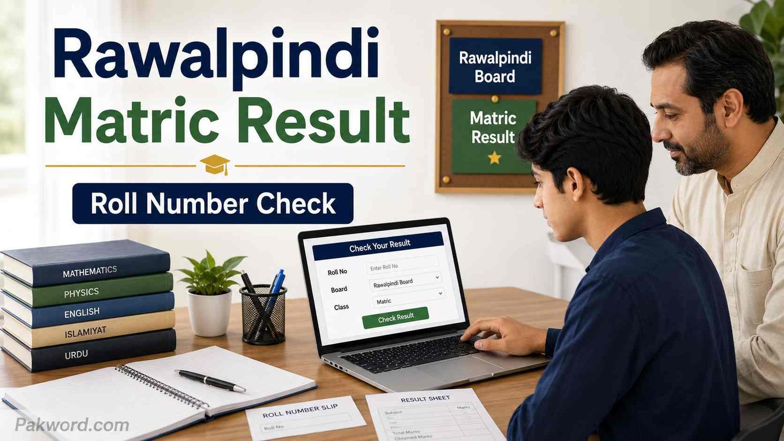 Student checking BISE Rawalpindi matric result by roll number