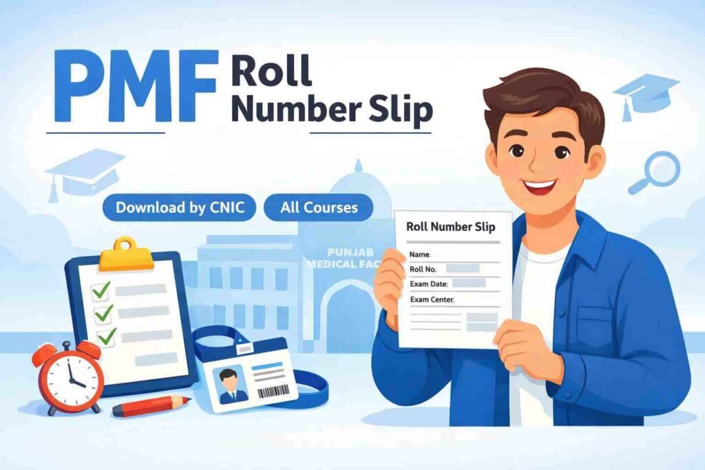 PMF Roll Number Slip download by CNIC Punjab Medical Faculty