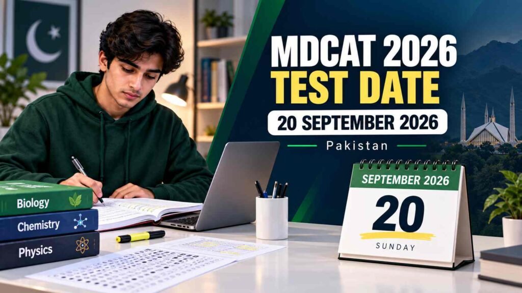 Pakistani student checking MDCAT 2026 test date