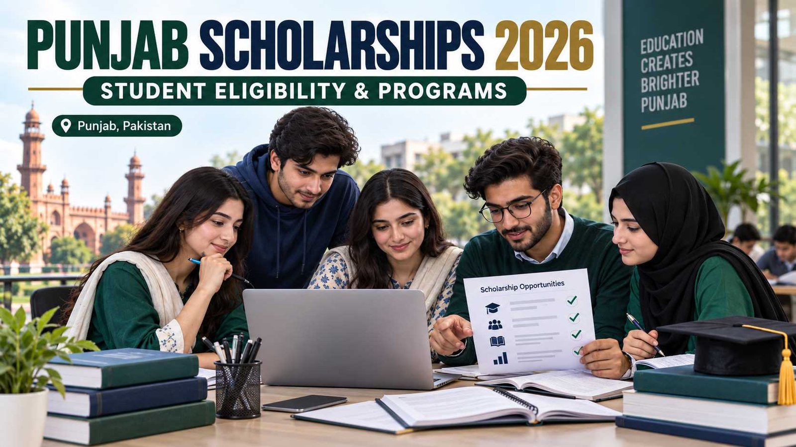 Pakistani students reviewing Punjab scholarship programs for 2026