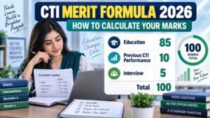 CTI merit calculation showing education, previous CTI performance and interview marks